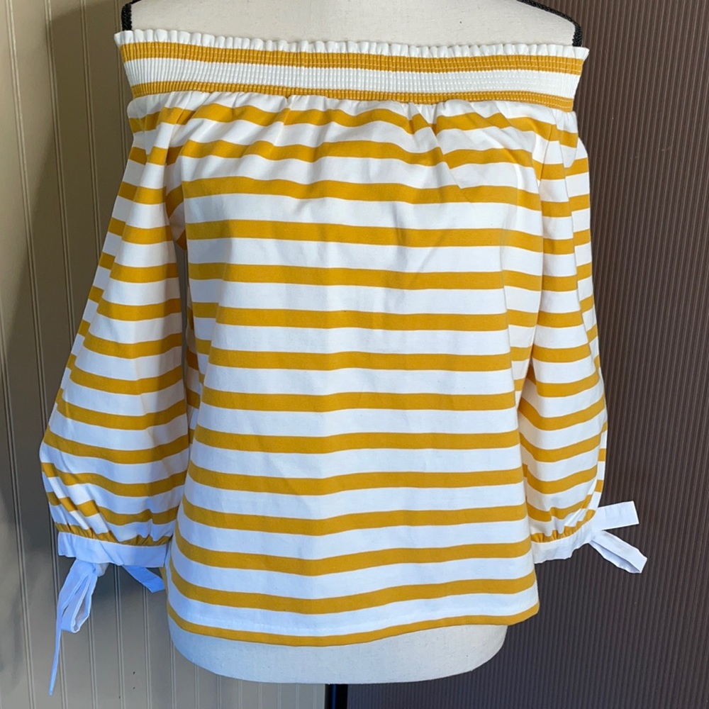 J.crew‎ yellow/white striped top size small